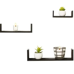 MISOU Zwarte Wandplanken Set van 6 Fotoplank Boekenplank Woonkamer Hot