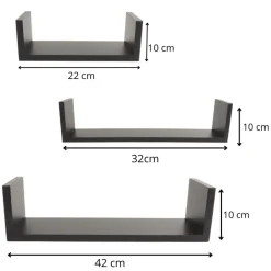 MISOU Zwarte Wandplanken Set van 6 Fotoplank Boekenplank Woonkamer Hot