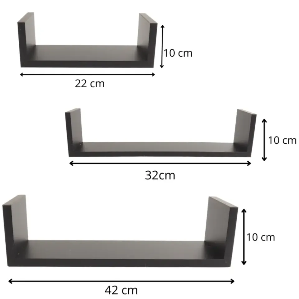 MISOU Zwarte Wandplanken Set van 6 Fotoplank Boekenplank Woonkamer Hot
