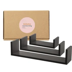 MISOU Zwarte Wandplanken Set van 6 Fotoplank Boekenplank Woonkamer Hot
