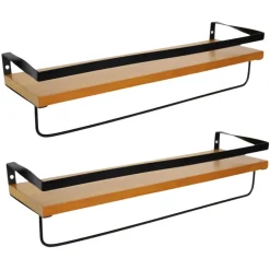 MISOU Zwevende Wandplank 2 stuks Industrieel Muurdecoratie Boekenrek New