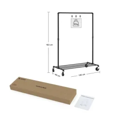 ACAZA Mobiel kledingrek - 1 rail - zwart Discount