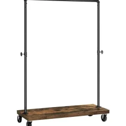 Merkloos Mobiel kledingrek - rustiek heavy-duty - 1 rail - industrieel design - bruin Outlet