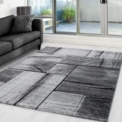 Muratap Modern Design Vloerkleed Parma - Zwart/Grijs - Laagpolig 200x290 cm Clearance