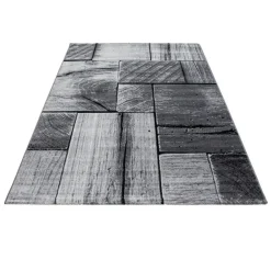 Muratap Modern Design Vloerkleed Parma - Zwart/Grijs - Laagpolig 200x290 cm Clearance