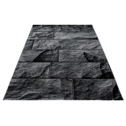 Muratap Modern Design Vloerkleed Parma - Zwart/Grijs - Laagpolig 120x170 cm Clearance