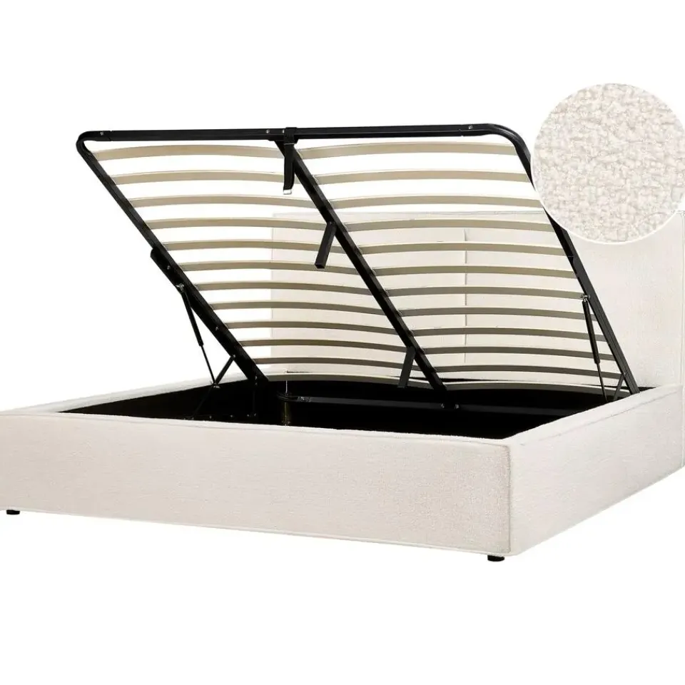 Beliani MOISSAC - Tweepersoonsbed - Off-white - 180 x 200 cm - Polyester Online