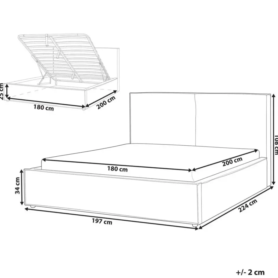 Beliani MOISSAC - Tweepersoonsbed - Off-white - 180 x 200 cm - Polyester Online