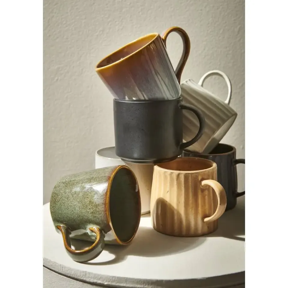 Leen Bakker Mok met oor Mila - crème - stoneware - 340 ml Sale
