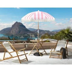Beliani MONDELLO - Parasol - Roze/Wit - Polyester
