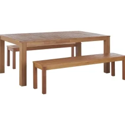 Beliani MONSANO - Tuinset voor 6 - Lichte houtkleur - Eucalyptushout