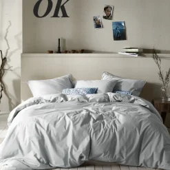 Moodit Dekbedovertrek Basil Silver - Lits Jumeaux - 240 x 220 cm - Katoen Best