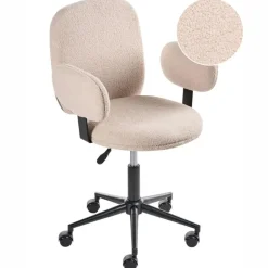 Leen Bakker MORAGA - Bureaustoel - Beige - Bouclé Best