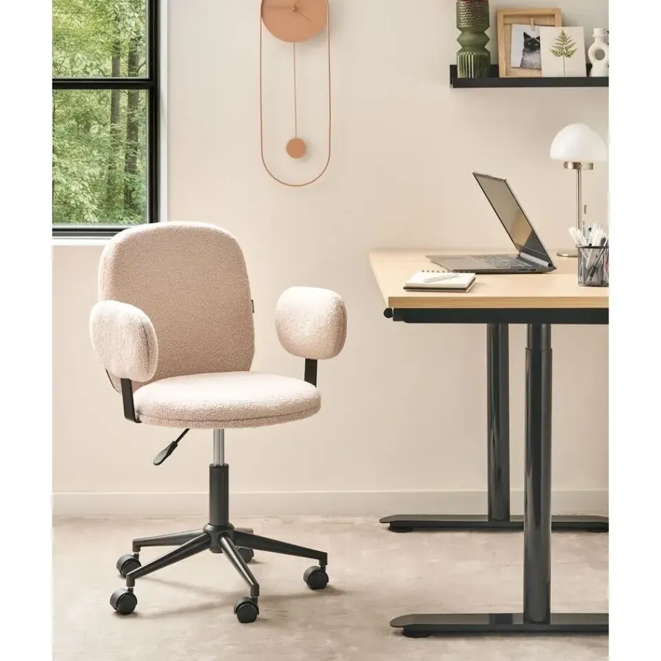 Leen Bakker MORAGA - Bureaustoel - Beige - Bouclé Best