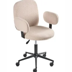 Leen Bakker MORAGA - Bureaustoel - Beige - Bouclé Best