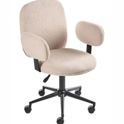 Leen Bakker MORAGA - Bureaustoel - Beige - Bouclé Best