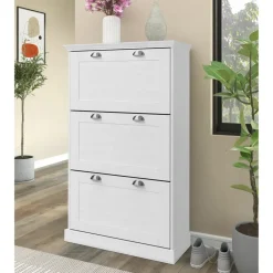 Loft24 Motala - Schoenenkast met 3 kleppen in wit Outlet