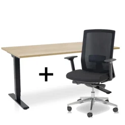 MRC COMFORT Set - Zit-sta bureau + stoel - 160x80 - robuust eiken Clearance