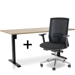 MRC EASY Set - Zit-sta bureau + bureaustoel - 160x80 - robuust eiken Online