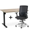 MRC EASY Set - Zit-sta bureau + bureaustoel - 140x80 - robuust eiken Outlet