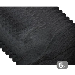 MuchoWow Placemat (6stuks) 45x30cm Beton Zwart Industrieel Outlet