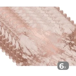 MuchoWow Placemat (6stuks) 45x30cm Marmer Roze Luxe Marmerlook Online