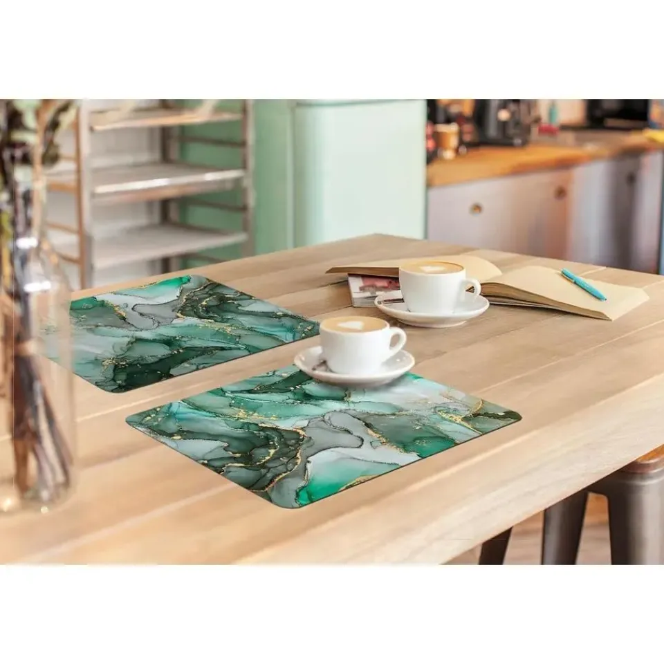 MuchoWow Placemat (6stuks) 45x30cm Goud Marmer Groen Luxe Hot