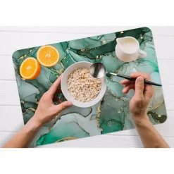 MuchoWow Placemat (6stuks) 45x30cm Goud Marmer Groen Luxe Hot