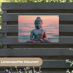 MuchoWow Tuinposter 90x60cm Boeddha Beeld Buddha Water Sale