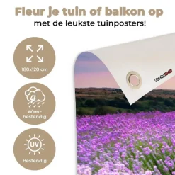 MuchoWow Tuinposter 180x120cm Bloemen Lavendel Paars Lucht Outlet