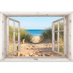 MuchoWow Tuinposter 180x120cm Doorkijk Strand Zee Duinen Zand