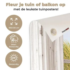 MuchoWow Tuinposter 180x120cm Doorkijk Strand Zee Duinen Zand