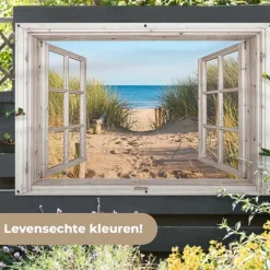 MuchoWow Tuinposter 180x120cm Doorkijk Strand Zee Duinen Zand