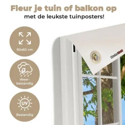 MuchoWow Tuinposter 90x60cm Doorkijk Boom Zee Palmboom Clearance