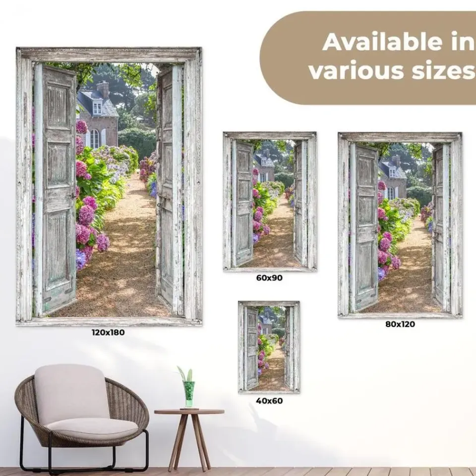 MuchoWow Tuinposter 80x120cm Doorkijk Hortensia Bloemen Hot