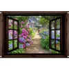 MuchoWow Tuinposter 90x60cm Hortensia Doorkijk Bloemen Paars Clearance