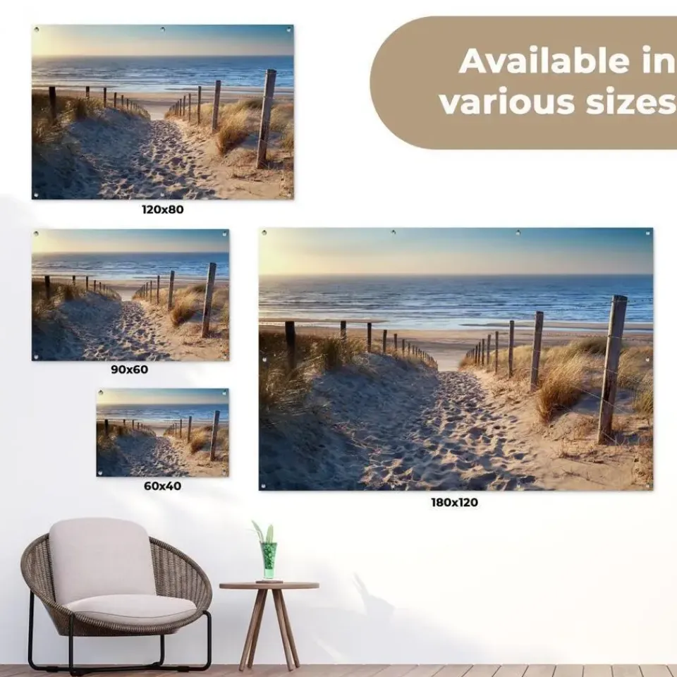 MuchoWow Tuinposter 90x60cm Strand Zee Nederland Duinen Zon Outlet