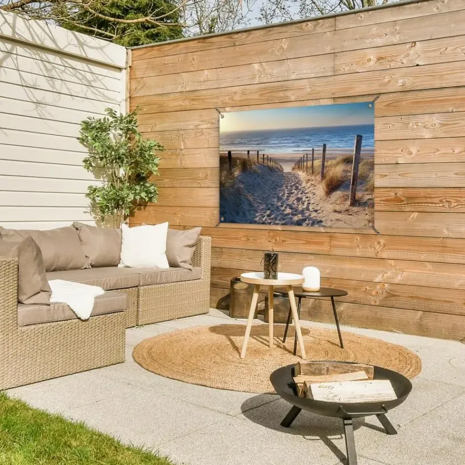 MuchoWow Tuinposter 90x60cm Strand Zee Nederland Duinen Zon Outlet