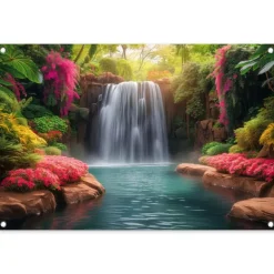 MuchoWow Tuinposter 90x60cm Waterval Natuur Planten Jungle Hot