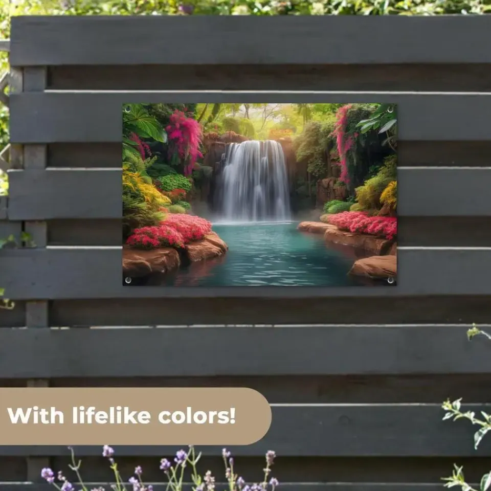 MuchoWow Tuinposter 90x60cm Waterval Natuur Planten Jungle Hot