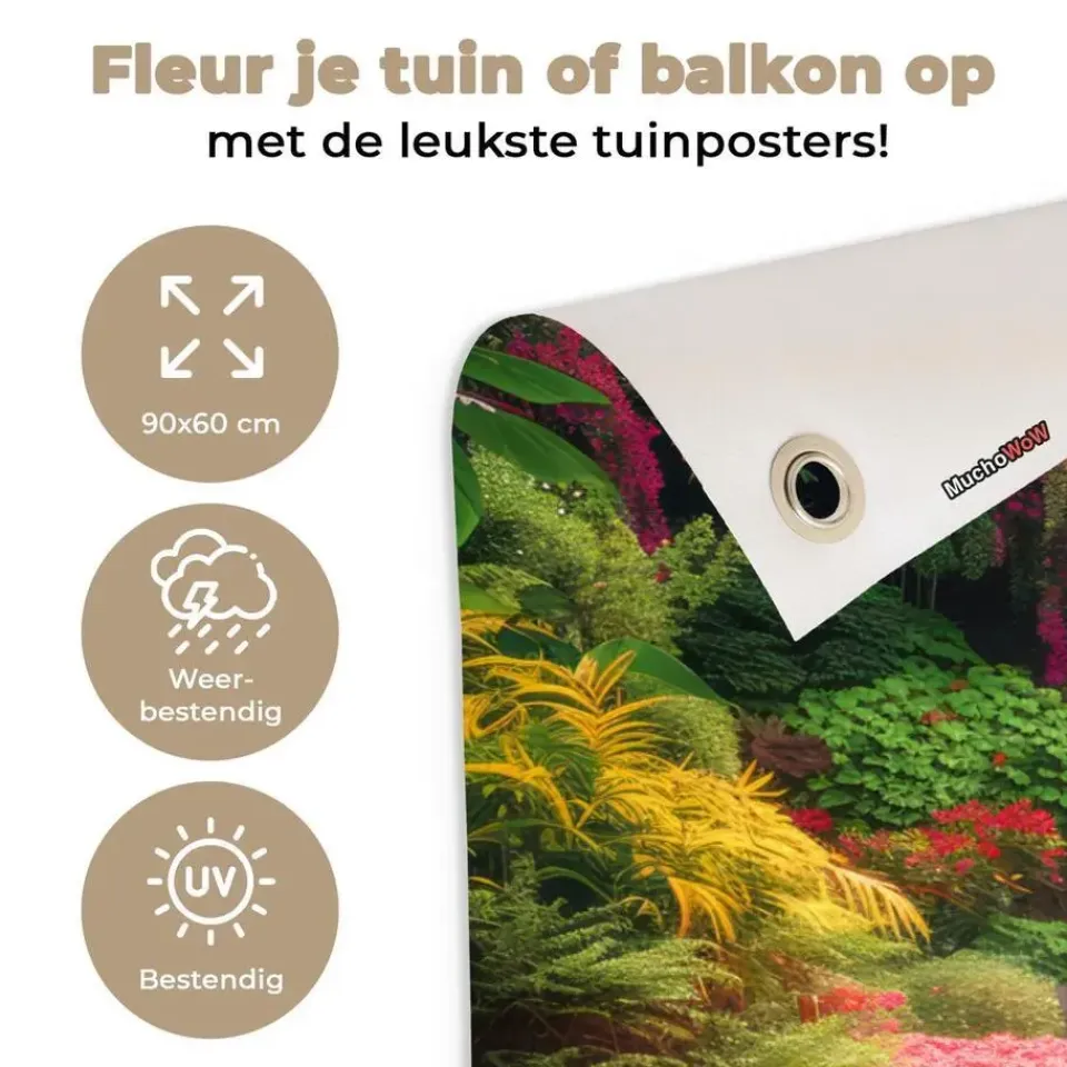 MuchoWow Tuinposter 90x60cm Waterval Natuur Planten Jungle Hot
