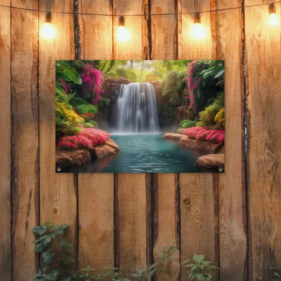 MuchoWow Tuinposter 90x60cm Waterval Natuur Planten Jungle Hot