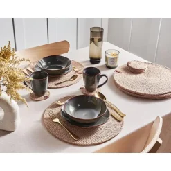 Leen Bakker MUNTRIES - Set van 12 placemats en onderzetters - Natuurlijk - Jute Online