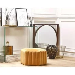 Beliani MURIETTA - Poef - Geel - 53 cm - Fluweel Outlet