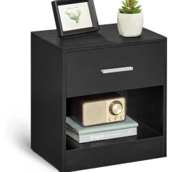 Merkloos Nachtkastje - Nachtkast - 41 x 39 x 28 cm - Nachtkastje met Lade - Zwart Clearance