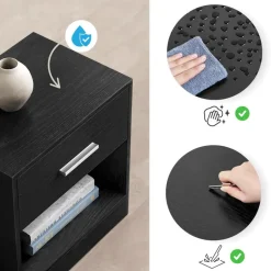 Merkloos Nachtkastje - Nachtkast - 41 x 39 x 28 cm - Nachtkastje met Lade - Zwart Clearance