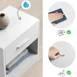 Merkloos Nachtkastje - Nachtkast Wit - 41 x 39 x 28 cm - Nachtkastje met Lade - Wit Sale