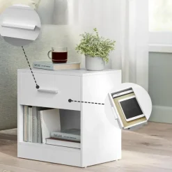 Merkloos Nachtkastje - Nachtkast Wit - 41 x 39 x 28 cm - Nachtkastje met Lade - Wit Sale