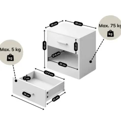 Merkloos Nachtkastje - Nachtkast Wit - 41 x 39 x 28 cm - Nachtkastje met Lade - Wit Sale