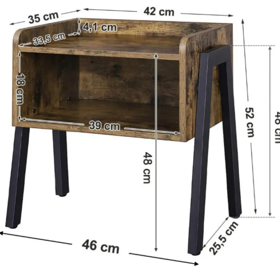 Merkloos Nachtkastje - vintage look - 46x52x35 cm - vintage bruin Sale